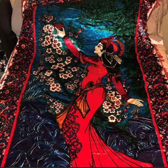 PERSIAN RUG HANDMADE Other - NWT 100% SILK HEAVY PERSIAN RUG TAPESTRY MASSIVE!